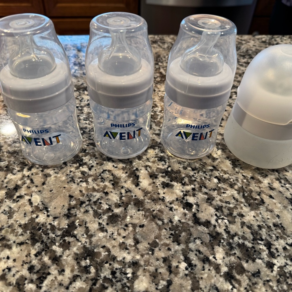 Philips Avent Natural Baby Bottle - Clear with White Caps (Set)